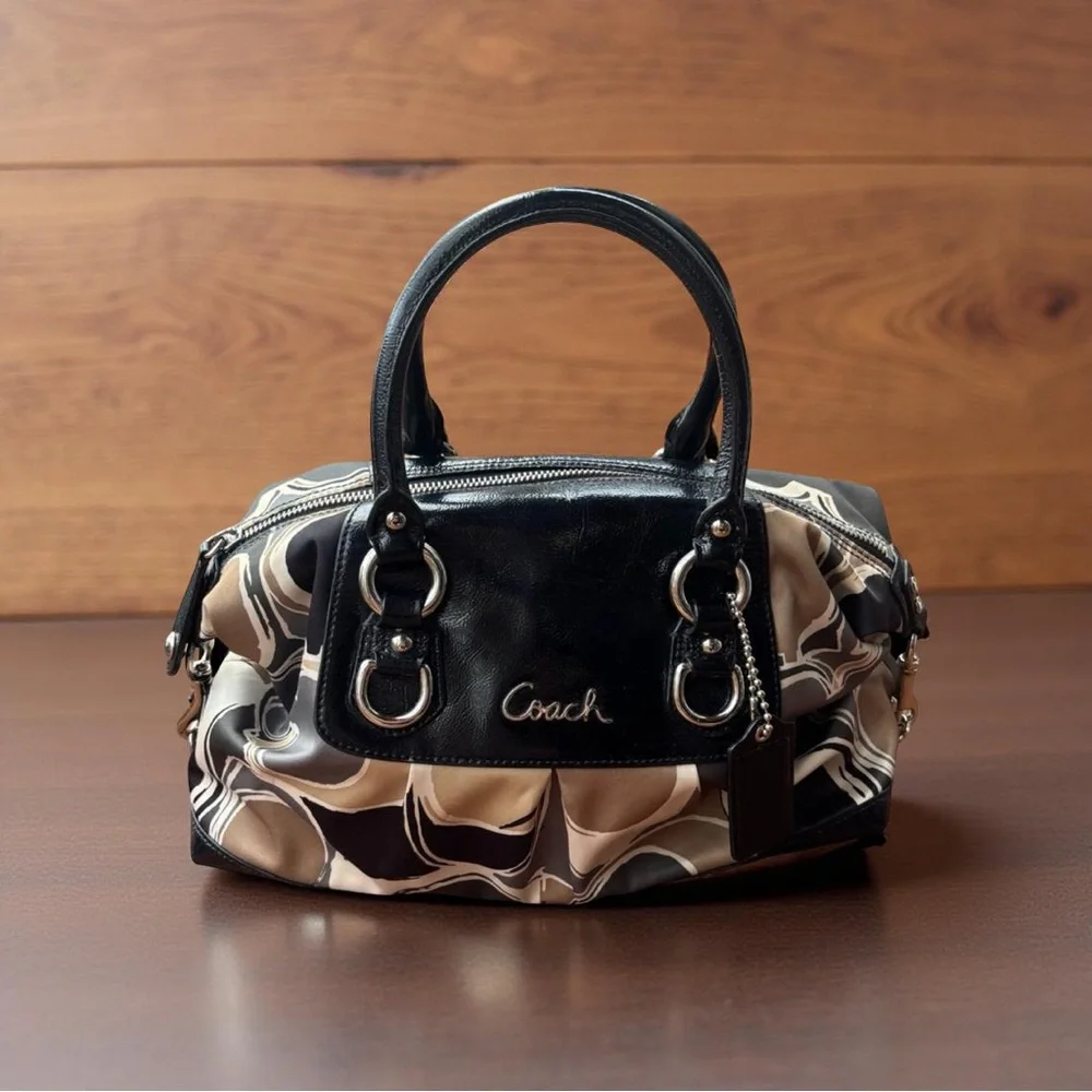 2011 Coach Ashley Satin Scarf Print Satchel